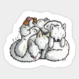 Samoyed sleeping pile cartoon Sticker